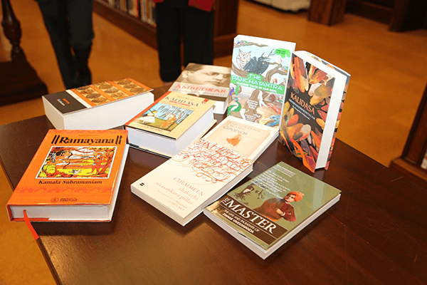 India Corner with indian books on table in Special Collection
