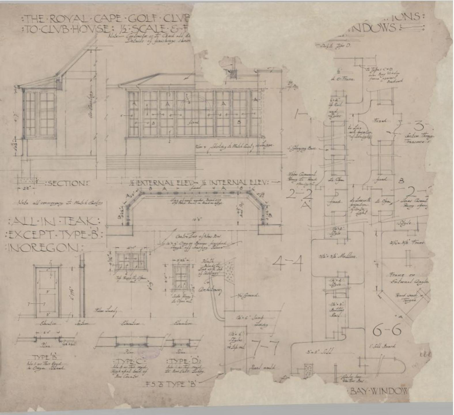  Torn and damaged drawings of the Royal Cape Golf Club
