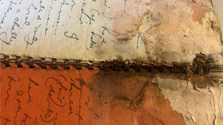 Water damage to manuscript