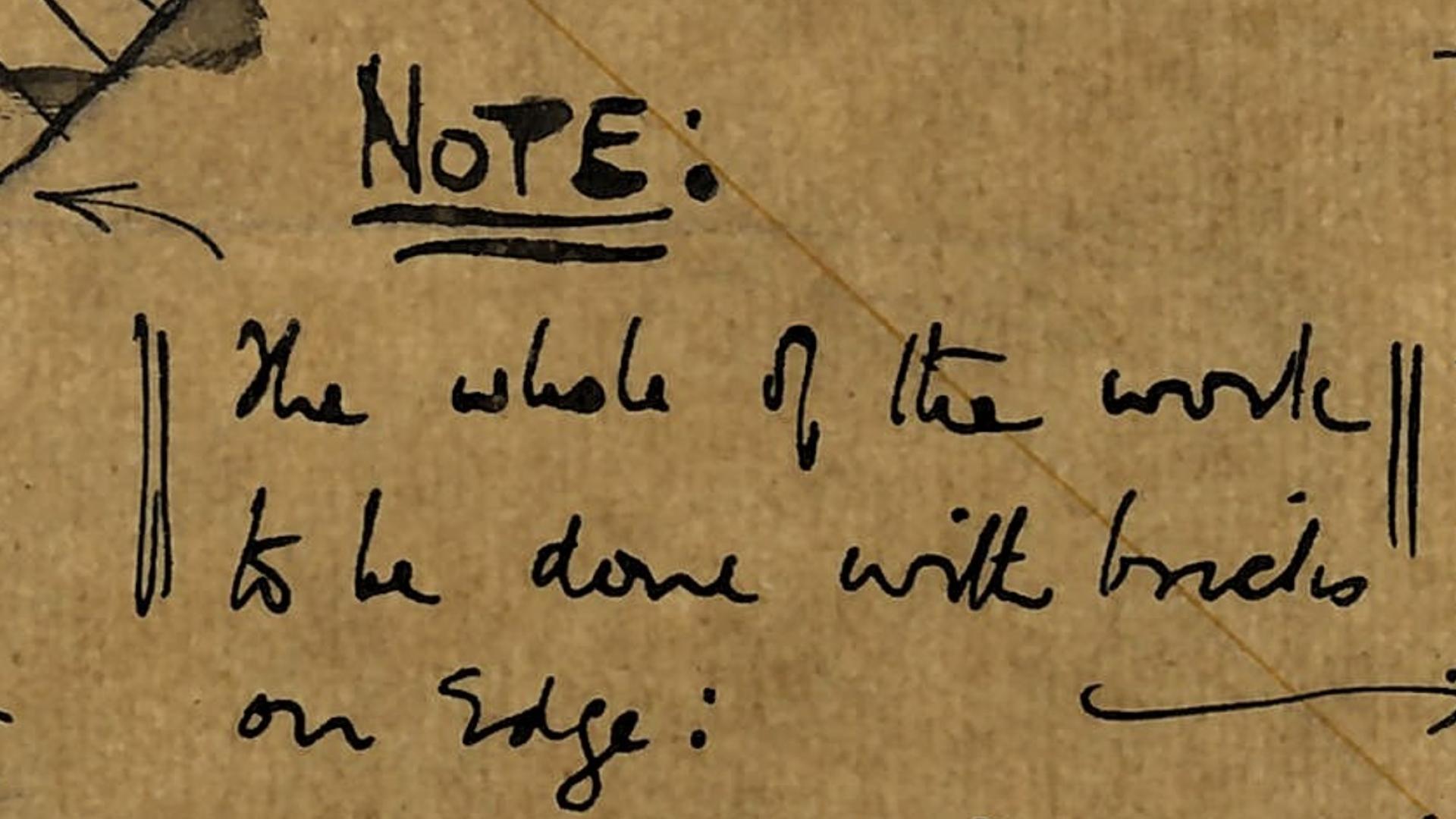 Note from drawing of Cumnor house in Kenilworth reads "The whole of the work to be done with bricks on edge"