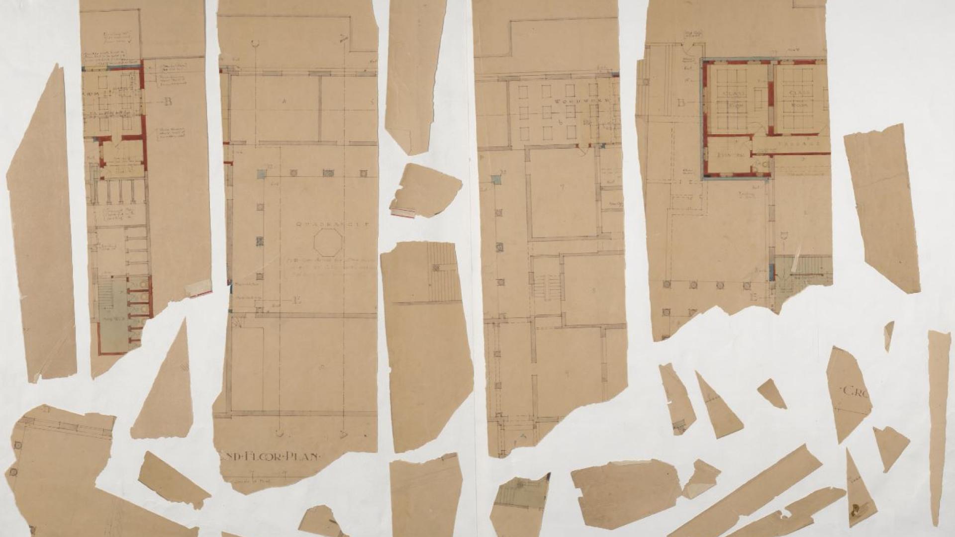 Faded and damaged architectural drawings of additions to the South African College between 1898 - 1904.