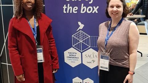 AV Archive team Susan Mvungi and Andrea Walker at the 2022 FIAT/IFTA World Conference held in Cape Town