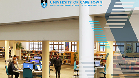 Cover of report showing the inside of the Hub, Chancellor Oppenheimer Library