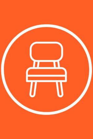 chair icon on an orange background
