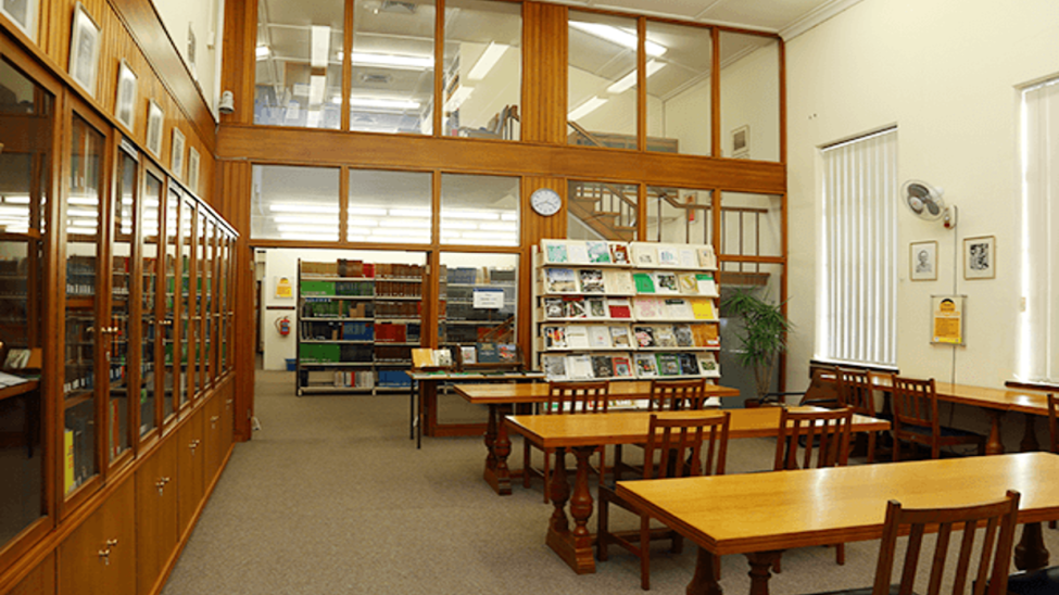 Main reading room inside the Bolus Herbarium Library