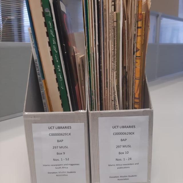 Political Ephemera stacked in magazine holders