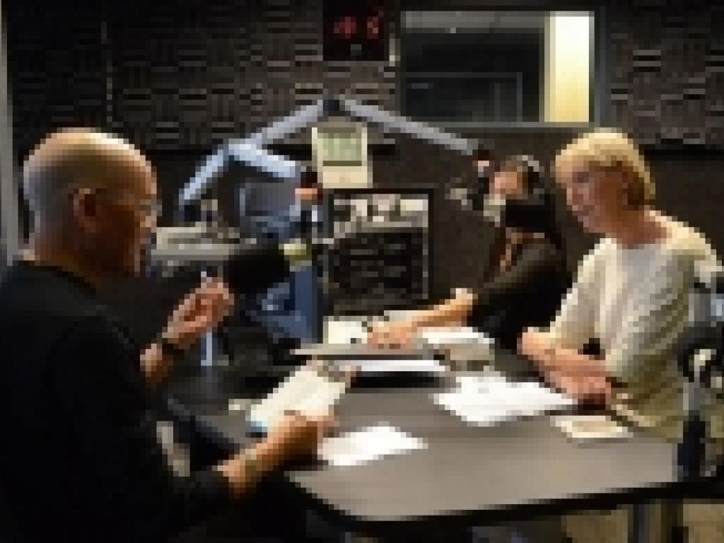 Inside Fine Music Radio's broadcasting studio. Inside Fine Music Radio's broadcasting studio.