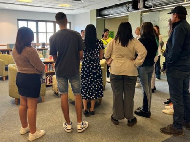 Library Buddy, Kim de Mink gives a tour on the Terrace